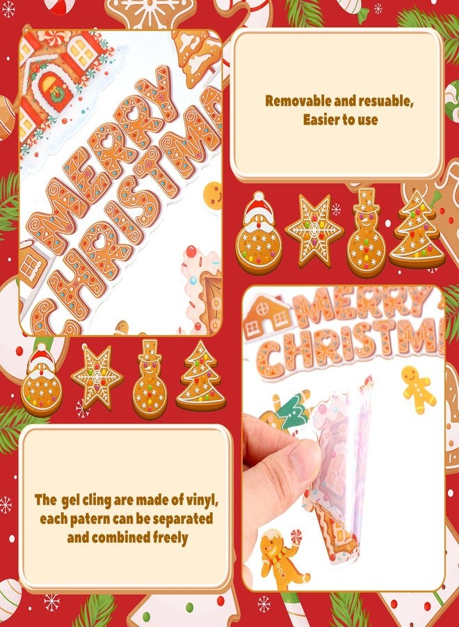 Tellingyou 56 Pcs Christmas Thick Gel Clings Cartoon Gingerbread Man Candy House Window Clings Decals Window Gel Decals Christmas Decorations for Home Classroom Nursery Xmas Party Supplies Gift - Image 5